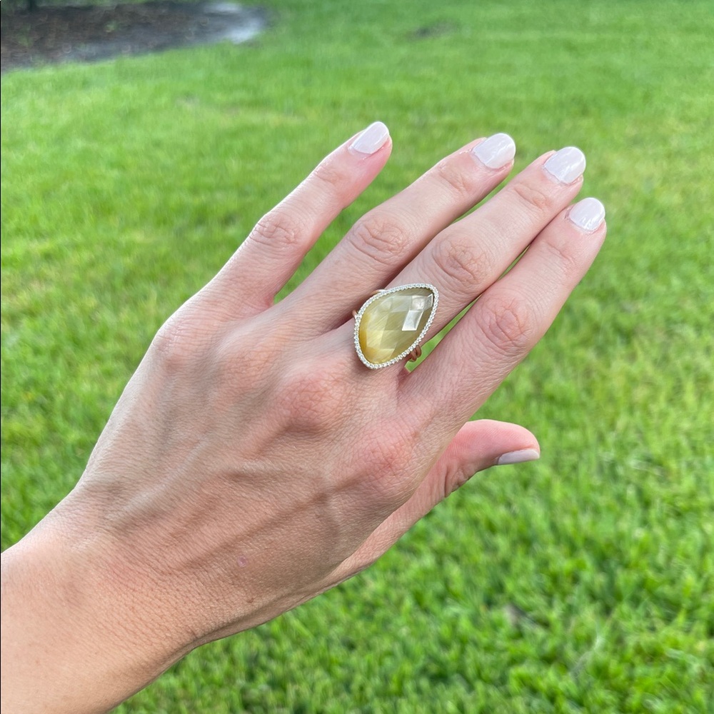 Vermeil Ring with Chalcedony & CZs